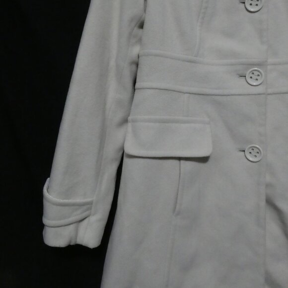 KENNETH COLE REACTION | size 6 | Ivory Button-Up Coat | Slashed Front Pockets - Picture 6 of 16